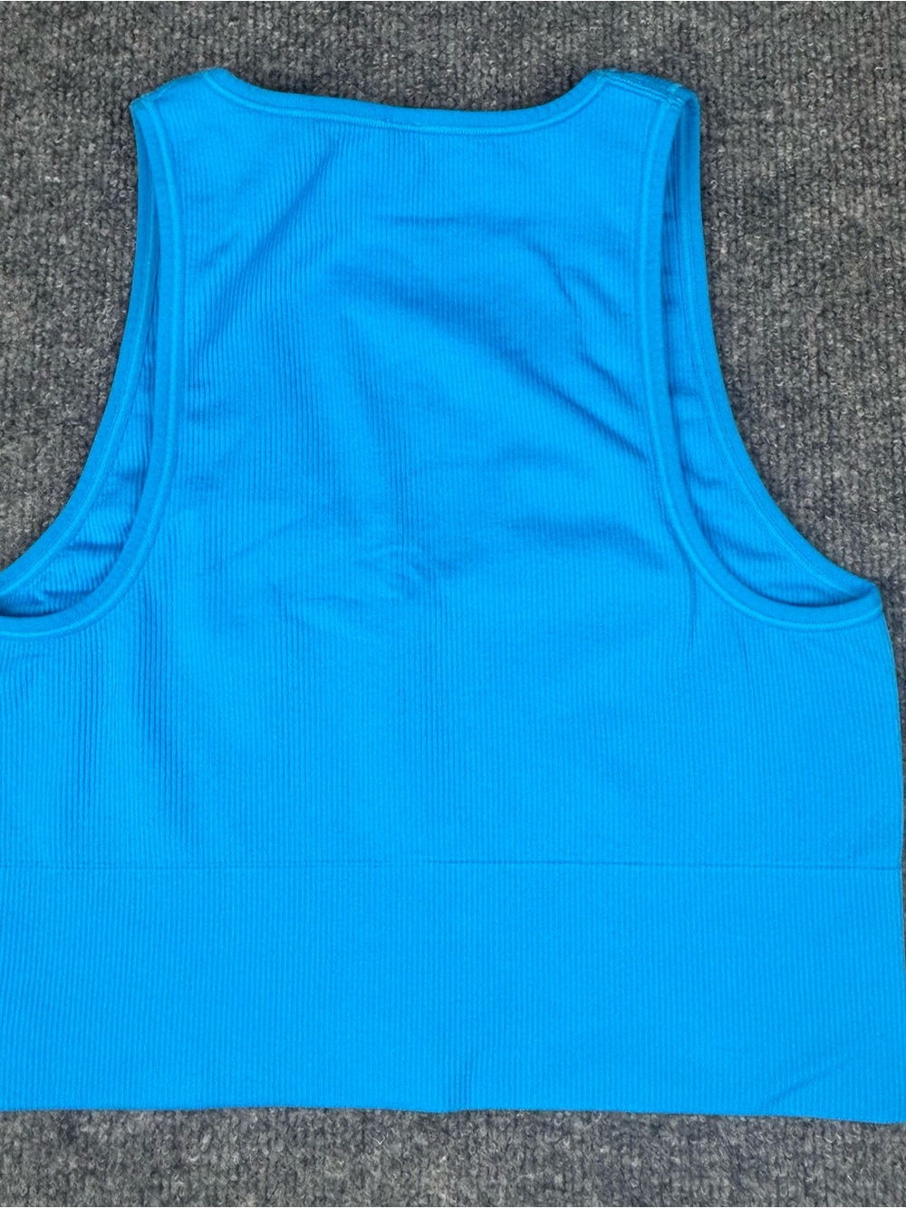 Athleta Aurora Crop Rib Tank Top Blue Seamless VNeck Medium Gym Athleisure Yoga - Picture 5 of 8